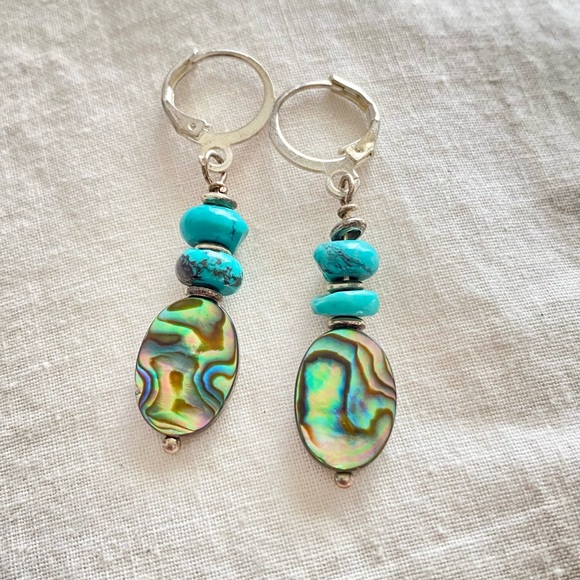 earth and Star Jewelry - Turquoise and Abalone Drop Earrings